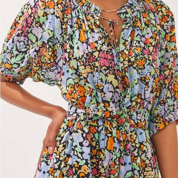 Garmentory Mii Collection Mona Cotton Maxi Dress Large Black Floral / no tie - Picture 6 of 8